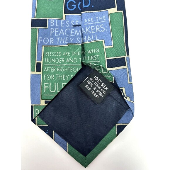 Eagles Wings Blue Green Silk Religious Tie NWT - Picture 5 of 5